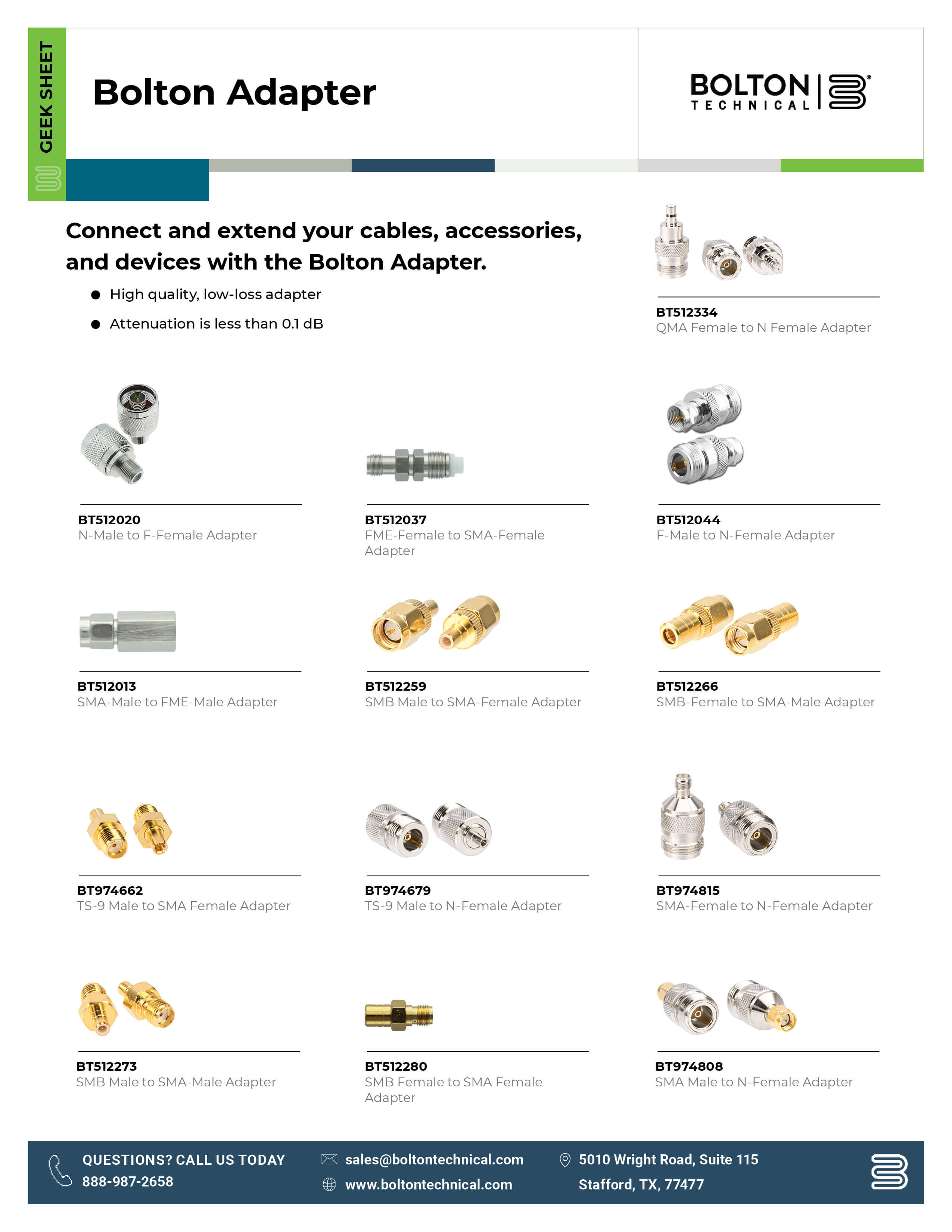 bolton coaxial adapter specifications