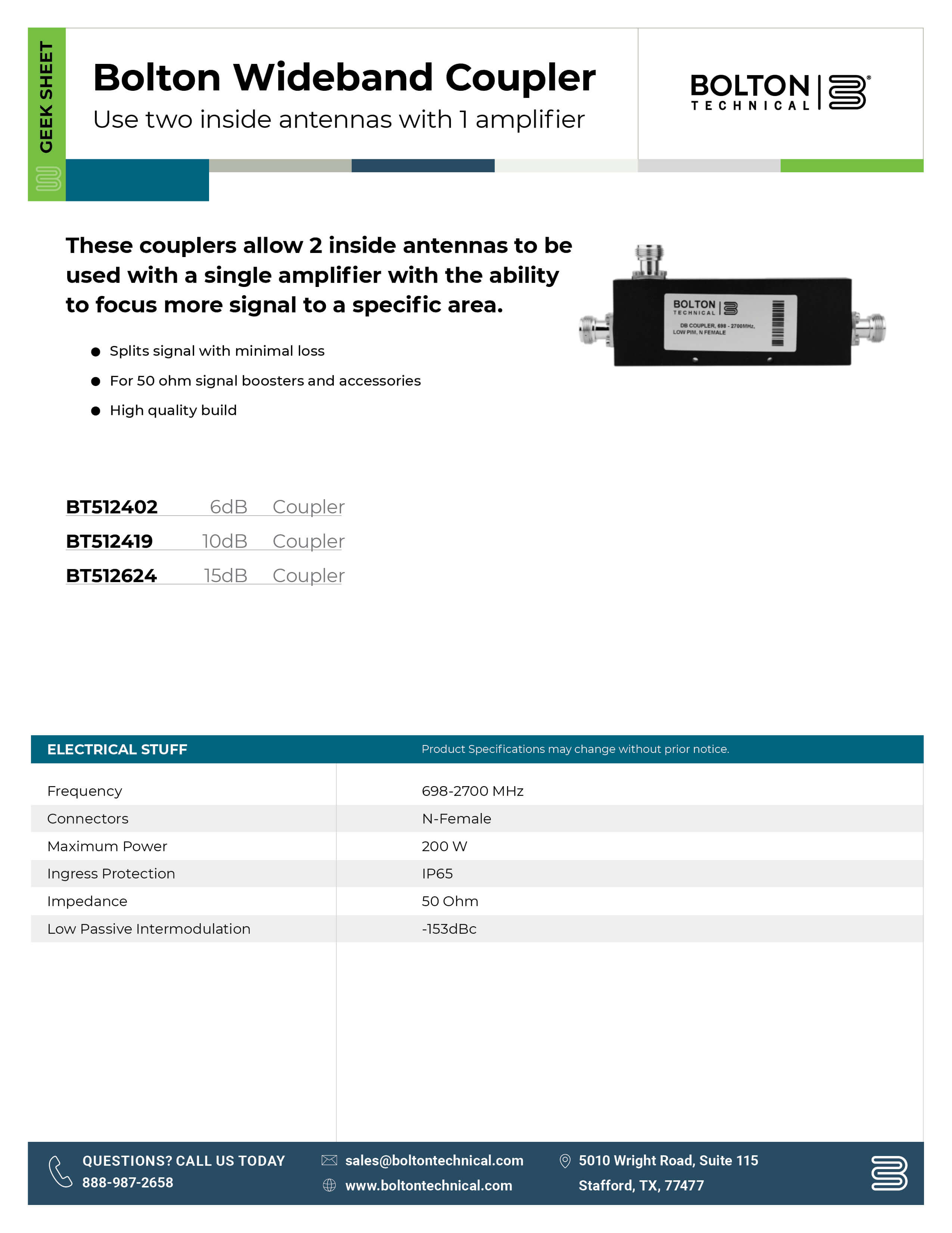 coaxial coupler specifications